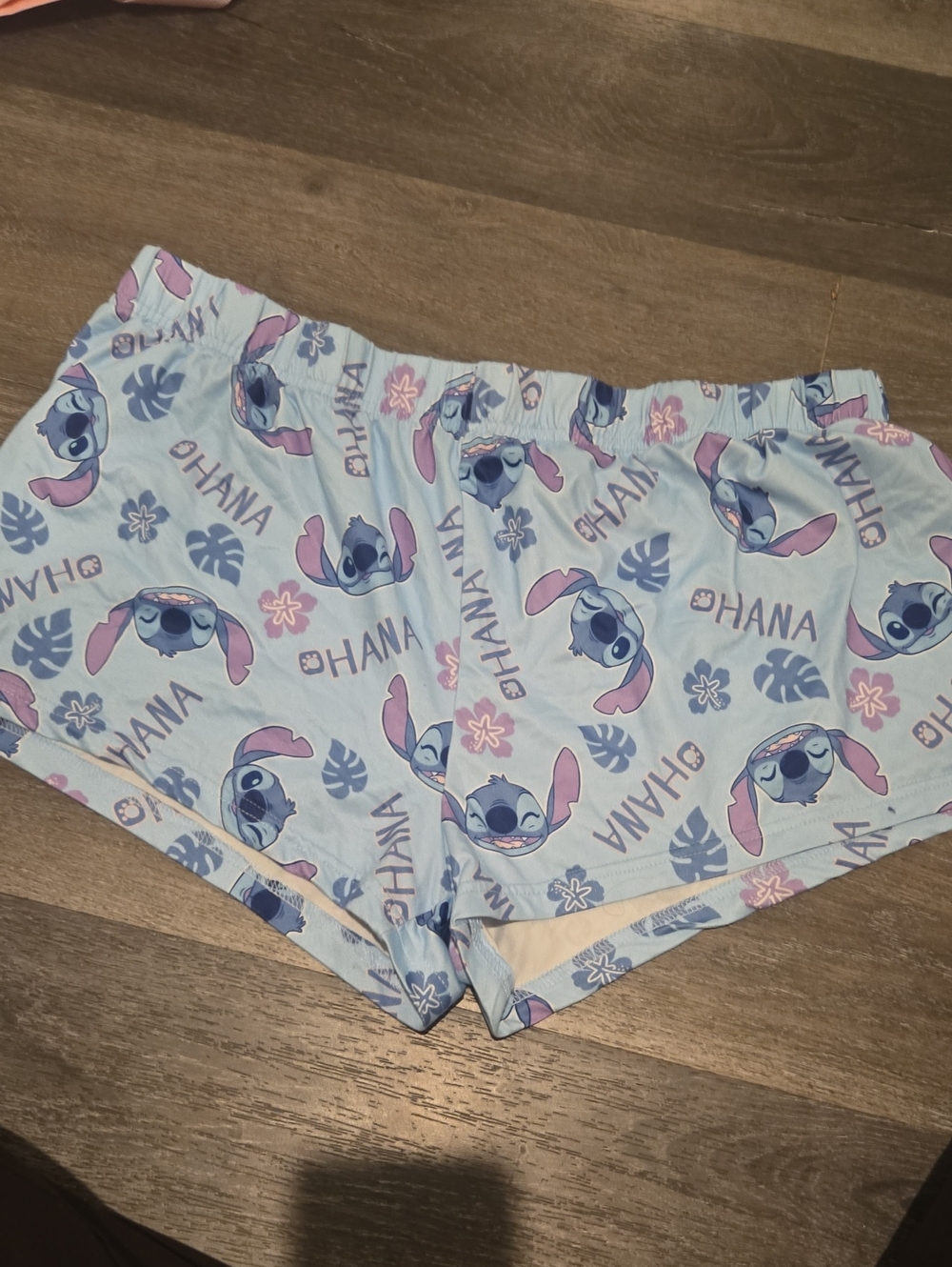 Disney Light Blue Stitch 'Ohana' Women's Athletic Lounge Shorts